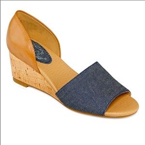 New woman’s Royu Stella Wedge Sandals in Denim